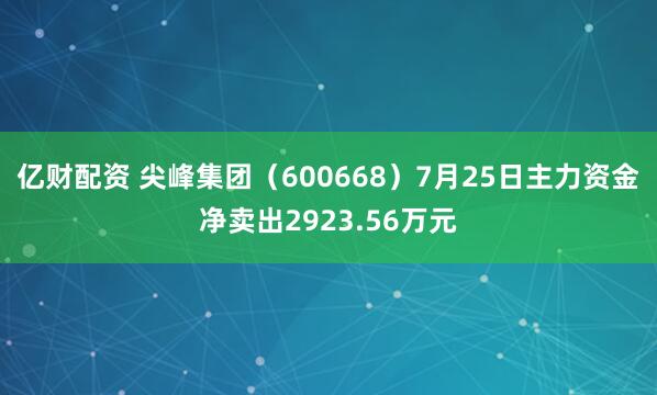 亿财配资 尖峰集团（600668）7月25日主力资金净卖出2923.56万元