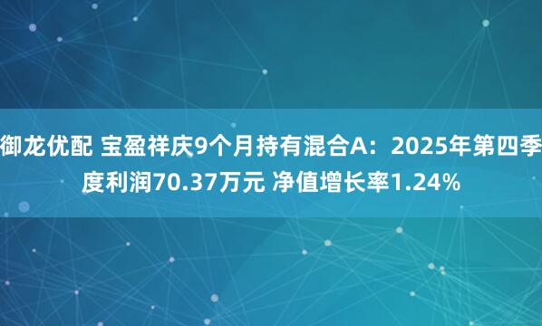 御龙优配 宝盈祥庆9个月持有混合A：2025年第四季度利润70.37万元 净值增长率1.24%
